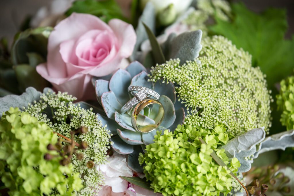 the wedding and engagement rings